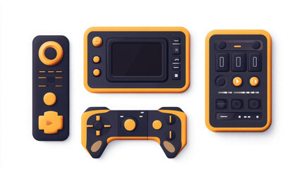 Set of creative video player, controller looks modern and fun