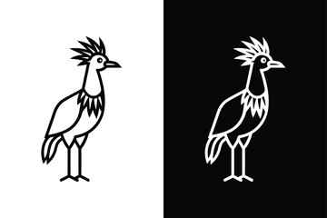 Secretary bird icon on White Background Vector Art Illustration on white background.