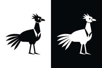Secretary bird icon on White Background Vector Art Illustration on white background.