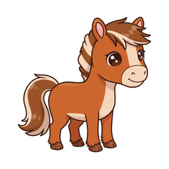 Adorable Brown Pony Illustration Cute Cartoon Horse Clipart