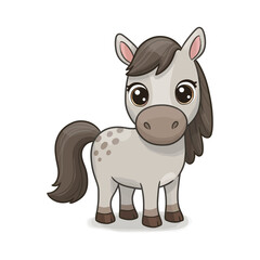 Adorable Cartoon Pony Illustration Cute Grey Horse Drawing