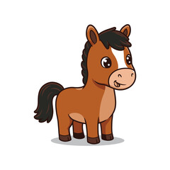 Adorable Brown Cartoon Horse Illustration