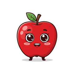 Adorable Red Apple Cartoon Character Illustration