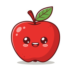 Cute Cartoon Red Apple Illustration Happy Fruit Design