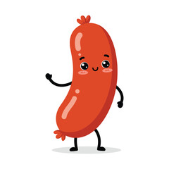 Cute Cartoon Sausage Character Illustration