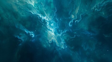 Teal Nebula Space Cloud Abstract Background, Cosmic Galaxy Illustration, Universe Wallpaper, Light Blue Futuristic Texture Design, Fantasy Art