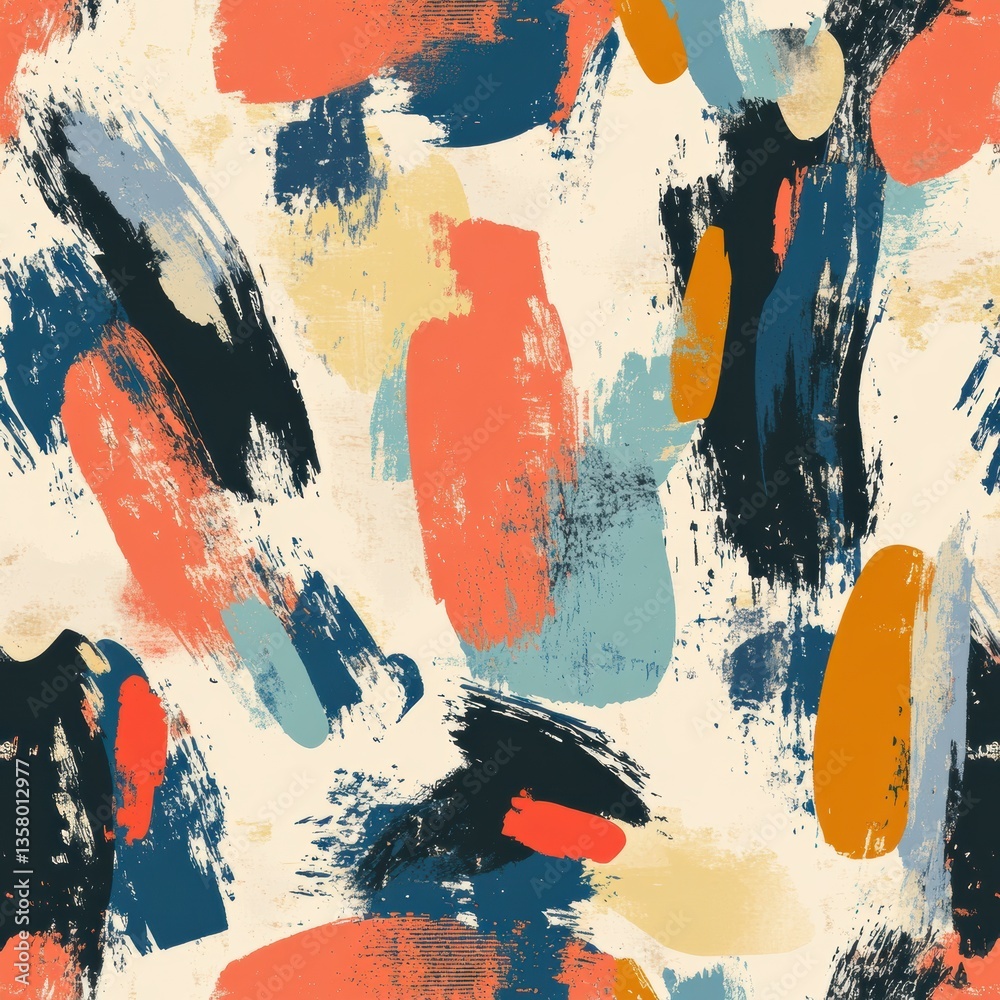 Poster Expressive pattern with bold paintbrush strokes and rich colors in abstract design for artistic decor and textile use Generative AI