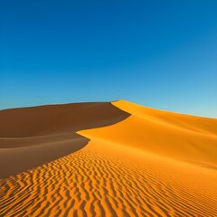 Golden sand dunes under a bright blue sky