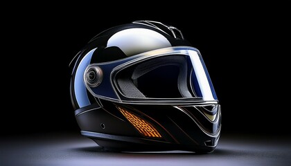 motorcycle helmet on black background