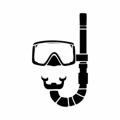 Snorkel Mask and Dive Tube Icon Illustration, Vector Image