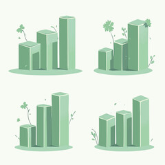 3D-Balkendiagramme, Geschäftswachstum, Datenvisualisierung

