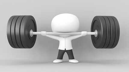 A white figure is lifting a heavy barbell overhead effortlessly