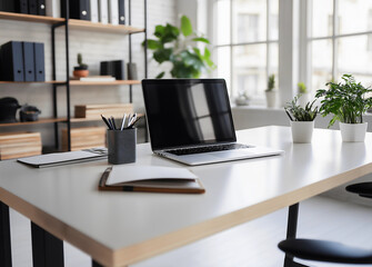 Elegant Workstation with Light Wood and Soft Illumination