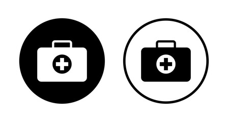 Medical box icon logo design. Medical suitcase sign and symbol. First aid icon