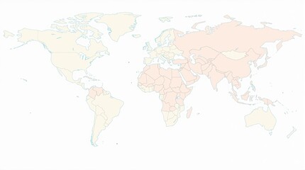 A simple and elegant minimalistic world map with country borders, light pastel color theme, high resolution, perfect for infographic use