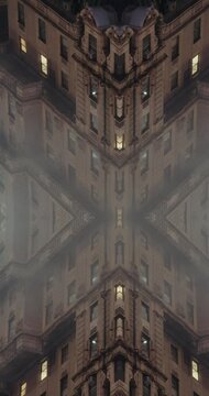 Kaleidoscope effect of New York City pedestrians, buildings, and traffic at night