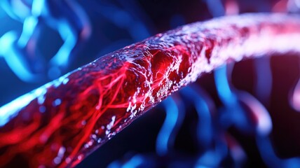 Close-up of blood vessel, illustrating human biology and vascular system health