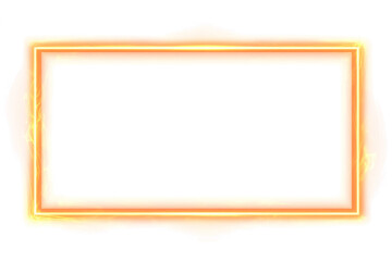 Neon Glowing Rectangle Frame isolated on transparent background. Futuristic modern border. Empty sparkling techno backdrop. banner. Orange neon sign. Neon mockup template for your design. PNG