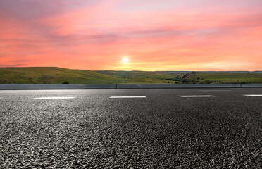 sunset park road landscape nature outdoor travel
