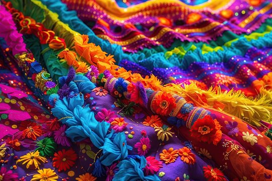 Colorful Festive Tapestry Infusing Bright Hues for Celebrations