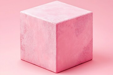 Minimalist Textured Pink Cube on Matching Background Aesthetic Focus