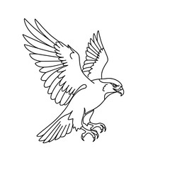 Obraz premium Majestic Hawk Line Art Vector | Bird Coloring Page Design