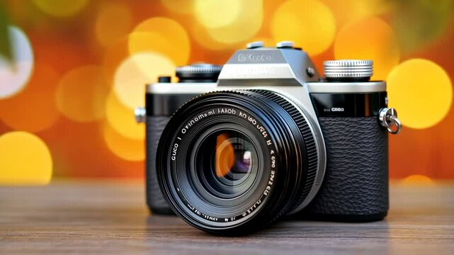 Close up of a Digital Camera Against a Blurred Background Generative AI