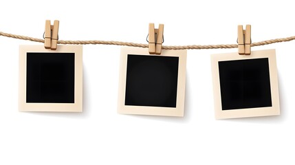 Professional Display of Hanging Photos on Rope with Clothes Pins for interior decor