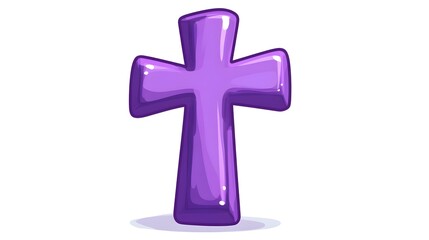 Obraz premium Purple Cross Icon: Symbol of Faith Cartoon Vector Illustration for Designs