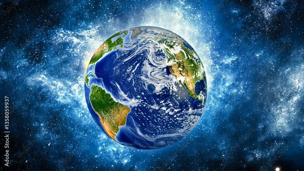 Poster view of earth from space showcasing blockchain technology connections generative ai