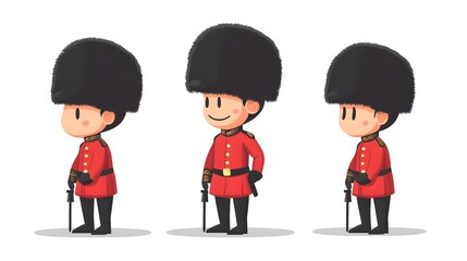 Royal British Guard Cartoon Emoji Character Vector Illustration for Design Projects