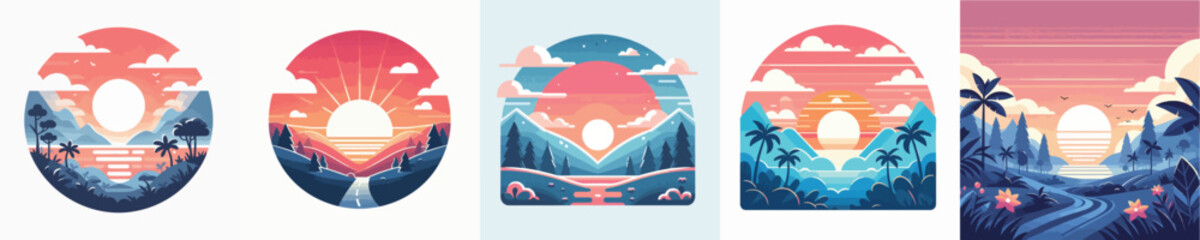 Sunrise landscape vector