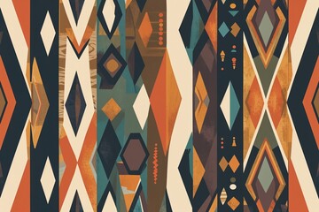 Vibrant Modern Tribal Geometric Patterns with Rich Earthy Color Schemes for Stunning Contemporary Design