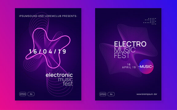 Party Set. Green Sound Poster. Dj Electro Element. Dance Banner. Blue Music Flyer. Psychedelic Radio Invitation. Festival Invite. Violet Party Set