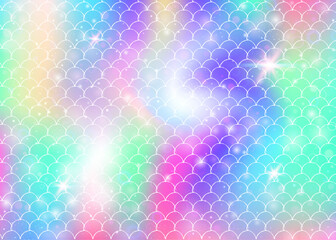Kawaii mermaid background with princess rainbow scales pattern.