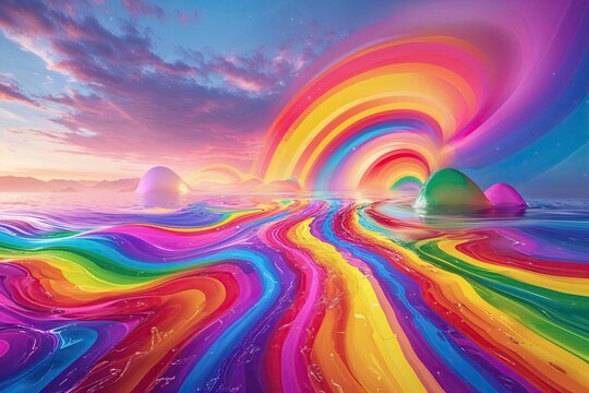 Colorful Fresh Dynamic Rainbow Landscape Photography