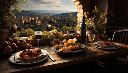 A romantic dinner in a vineyard in Tuscany, Italy