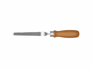 Woodworking Tool with Wooden Handle and File Teeth, Vector Image