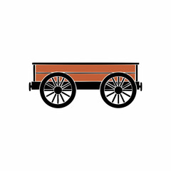 Wooden Wagon with Spoked Wheels Vector Illustration, Vector Image