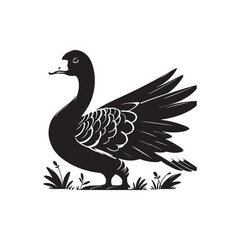 Obraz premium Black Color Goose Silhouette Vector Illustration, Solid White Background