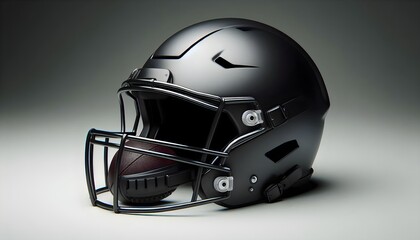 Fototapeta premium Professional football helmet with a durable faceguard isolated on gray background.