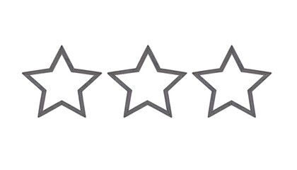 Obraz premium Three grey stars rating, white background, feedback