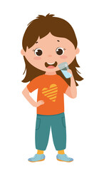 Charming vector illustration of a girl drinking from a clear glass, enjoying a refreshing drink. The scene captures a moment of childhood refreshment.