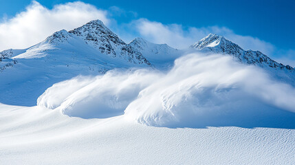  A breathtaking snow avalanche cascades down a vast, snowy slope, its unpredictable path sculpting the landscape. The raw power of nature unfolds in a mesmerizing display of force and motion
