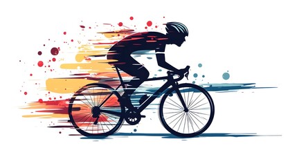 Obraz premium Professional Cycling Sport Icon: Silhouette of Bicycle Racer for Graphics & Designs