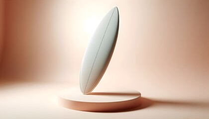 Modern blank surfboard with sleek fiberglass finish, isolated on pastel.