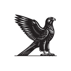 Black Color Kestrel Silhouette Vector Illustration, Solid White Background