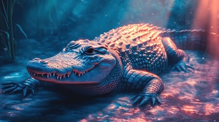 Majestic Alligator Resting In Aquatic Habitat