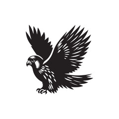 Black Color Kestrel Silhouette Vector Illustration, Solid White Background