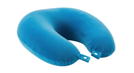This travel neck pillow provides essential support and comfort for users during journeys.  Isolated on transparent background. PNG